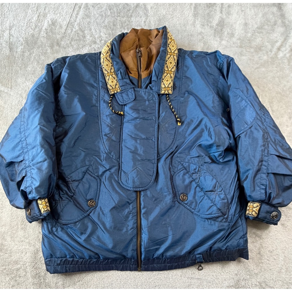 VTG Andy Johns Puffer Jacket Mens Medium Blue Vintage Quilted Insulated J7044